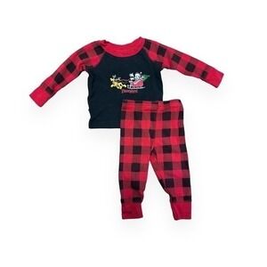 ⭐️ Disneyland Two-Piece Red and Black Plaid Holiday Set